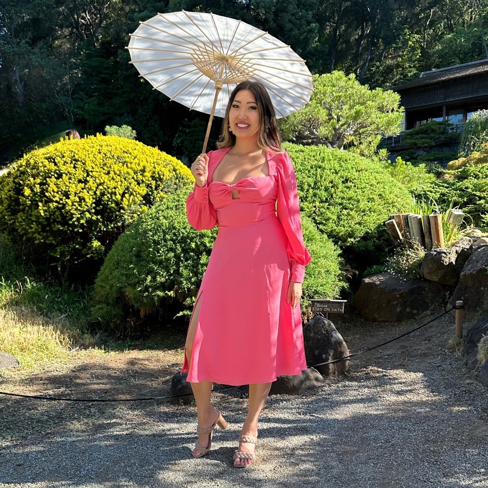 Black Halo Romina Midi-Dress - Strawberry Pink